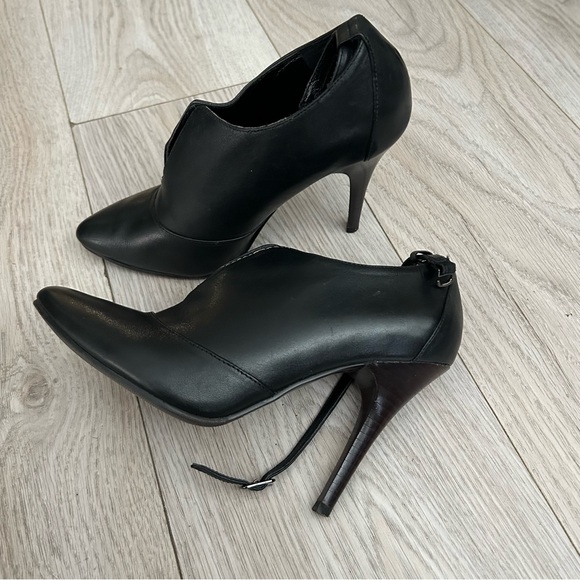 Genuine Leather Ankle Boot, Black Ankle Heels - Picture 4 of 13